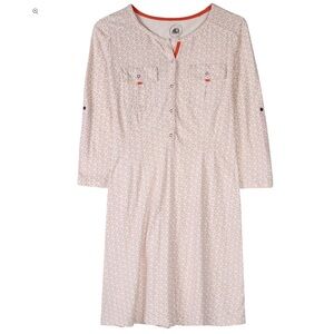 WOMEN’S‎ PATAGONIA KAMALA HENLEY ORGANIC COTTON DRESS - ORANGE AND WHITE - EUC